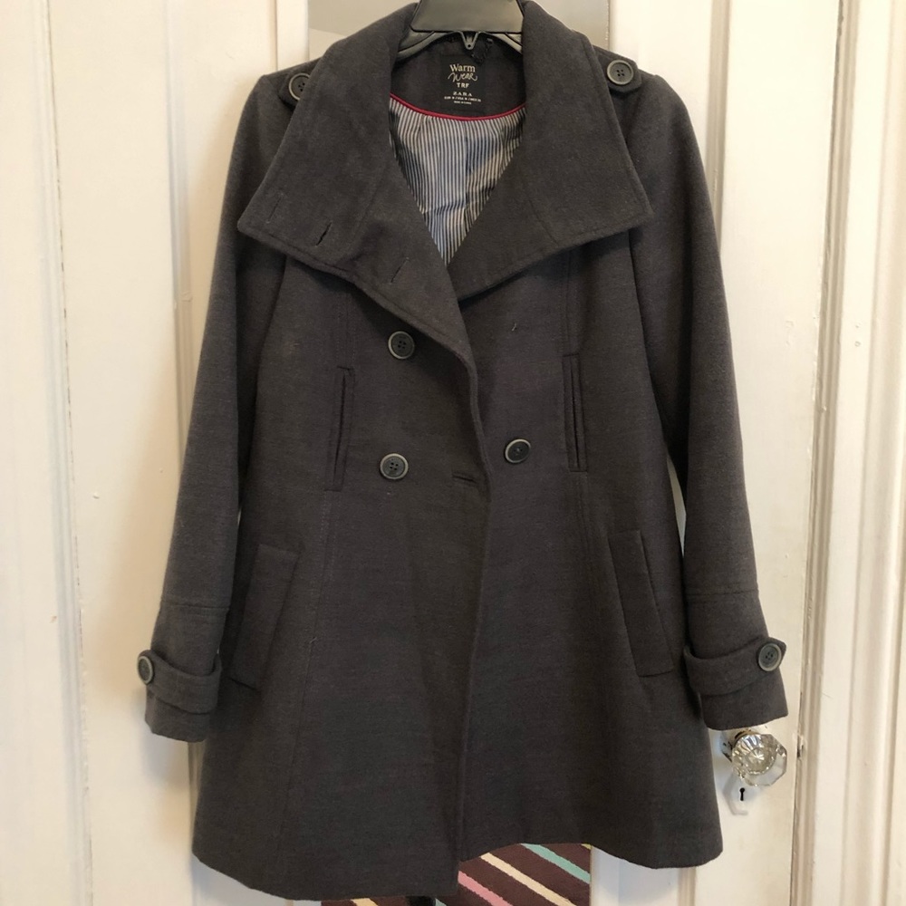 ZARA TRF gray peacoat jacket for women